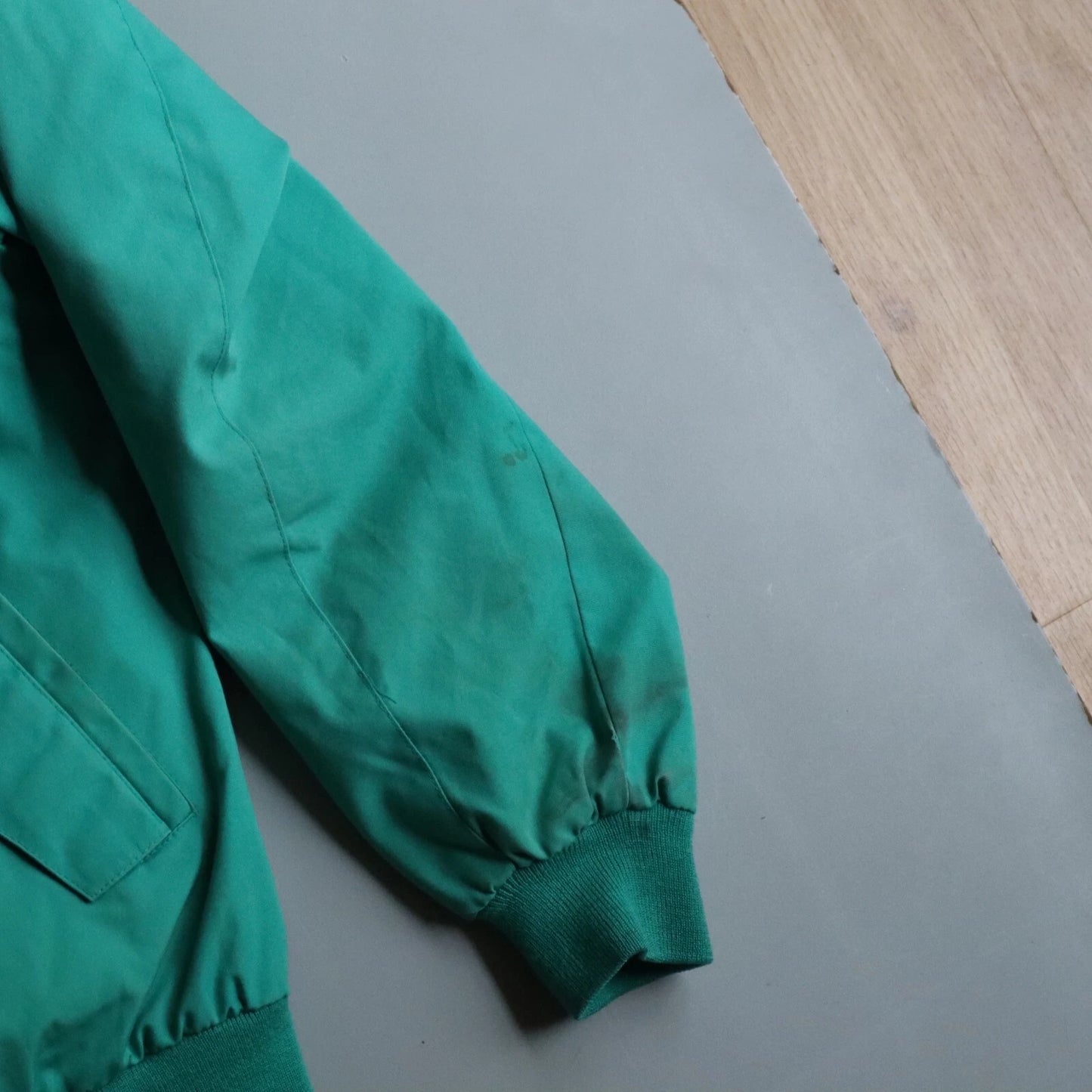 Vintage Izod Lacoste Harrington Jacket Teal Green Plaid Lining Men's Medium