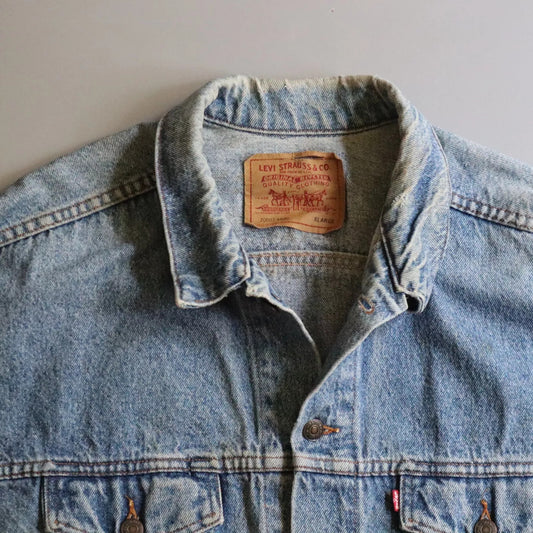 Vintage Mens Levis 70507 Alpha Distressed Faded Denim Jean Jacket Medium