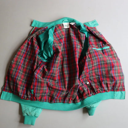 Vintage Izod Lacoste Harrington Jacket Teal Green Plaid Lining Men's Medium