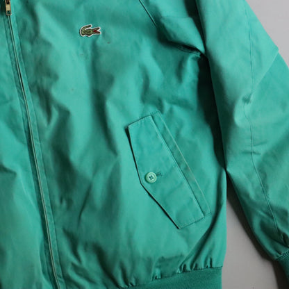 Vintage Izod Lacoste Harrington Jacket Teal Green Plaid Lining Men's Medium