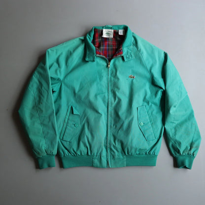 Vintage Izod Lacoste Harrington Jacket Teal Green Plaid Lining Men's Medium