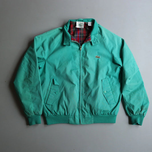 Vintage Izod Lacoste Harrington Jacket Teal Green Plaid Lining Men's Medium