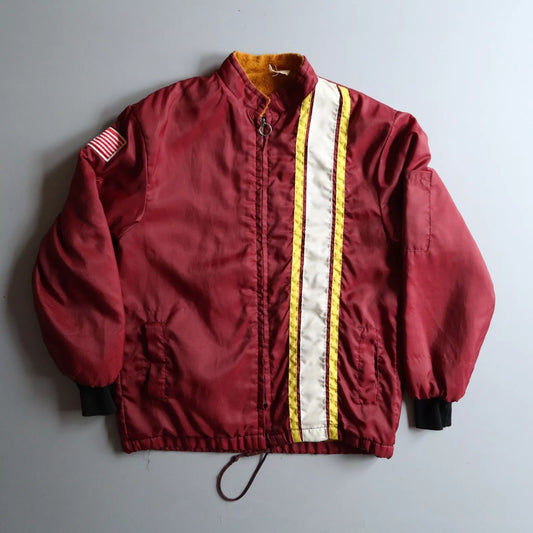 VINTAGE 70s 80s Great Lakes Lined RACING Stripe JACKET Car Stripe Rare S Small