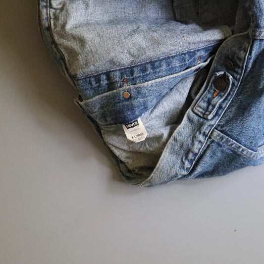 Vintage Mens Levis 70507 Alpha Distressed Faded Denim Jean Jacket Medium